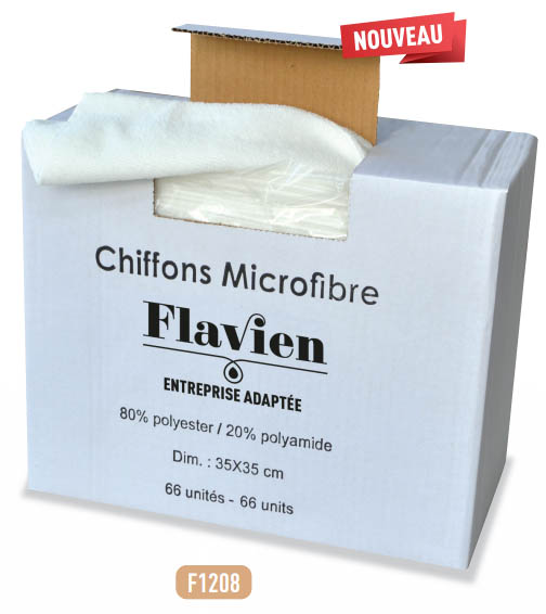 CHIFFON MICROFIBRE – BOITE DISTRIBUTRICE DE 66 UNITÉS – Flavien GCAT  entreprises adaptées – Site Pros