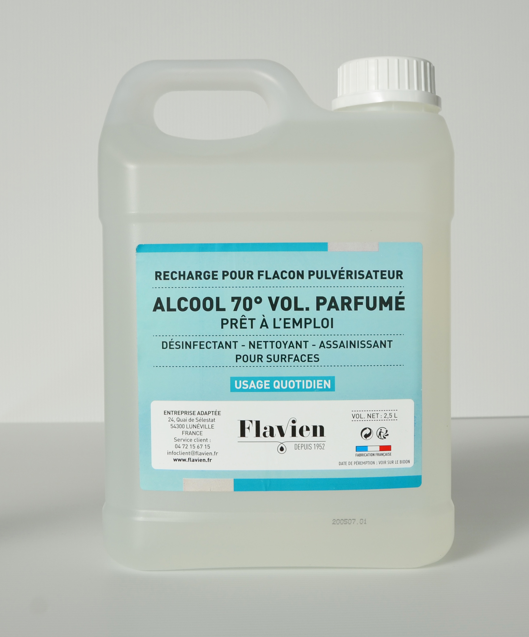 GEL HYDRO-ALCOOLIQUE – FLACON DE 1 LITRE – Flavien GCAT entreprises  adaptées – Site Pros