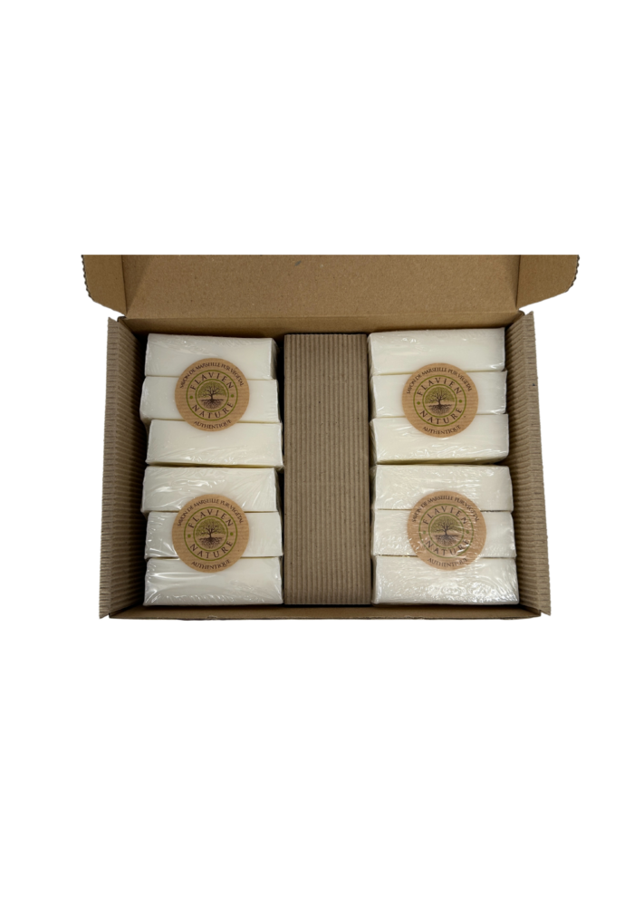 F19B - COFFRET 12 SAVONS DE MARSEILLE PUR VEGETAL - PARFUM NATUREL - 150g - FACING - NBG