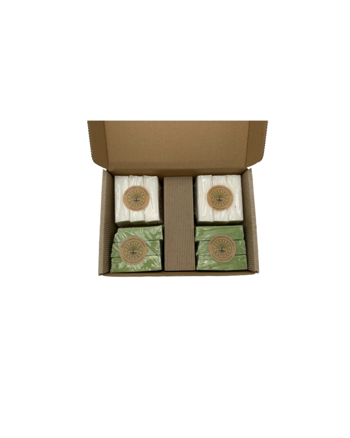 F19BP - COFFRET 12 SAVONS DE MARSEILLE PUR VEGETAL - 6 PARFUM NATUREL ET 6 PARFUM HUILE D'OLIVE - 150g - FACING - NBG