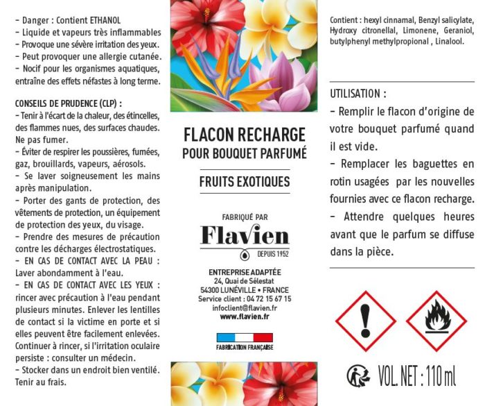 Etiquette Bouquet parfumé Fruits Exotiques