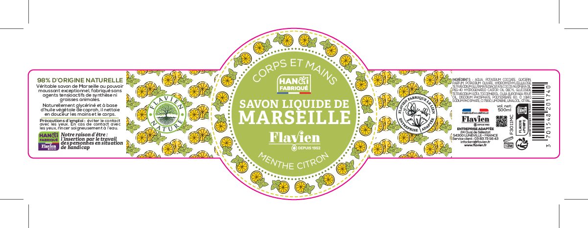 F3011MC - Savon de Liquide de Marseille - Menthe Citron - 500ml_BAT